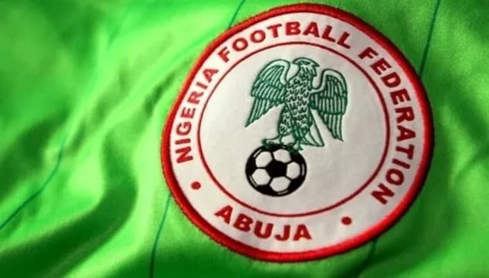 Nigeria Football Federation logo on green fabric Nigeria Football Federation logo on green fabric