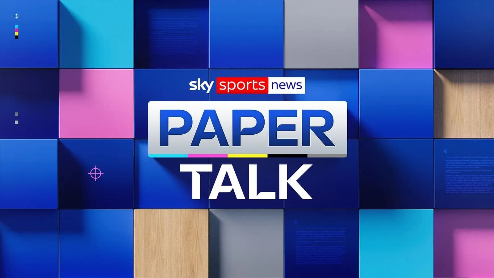 Sky Sports News Paper Talk graphic with colorful tiles Sky Sports News Paper Talk graphic with colorful tiles