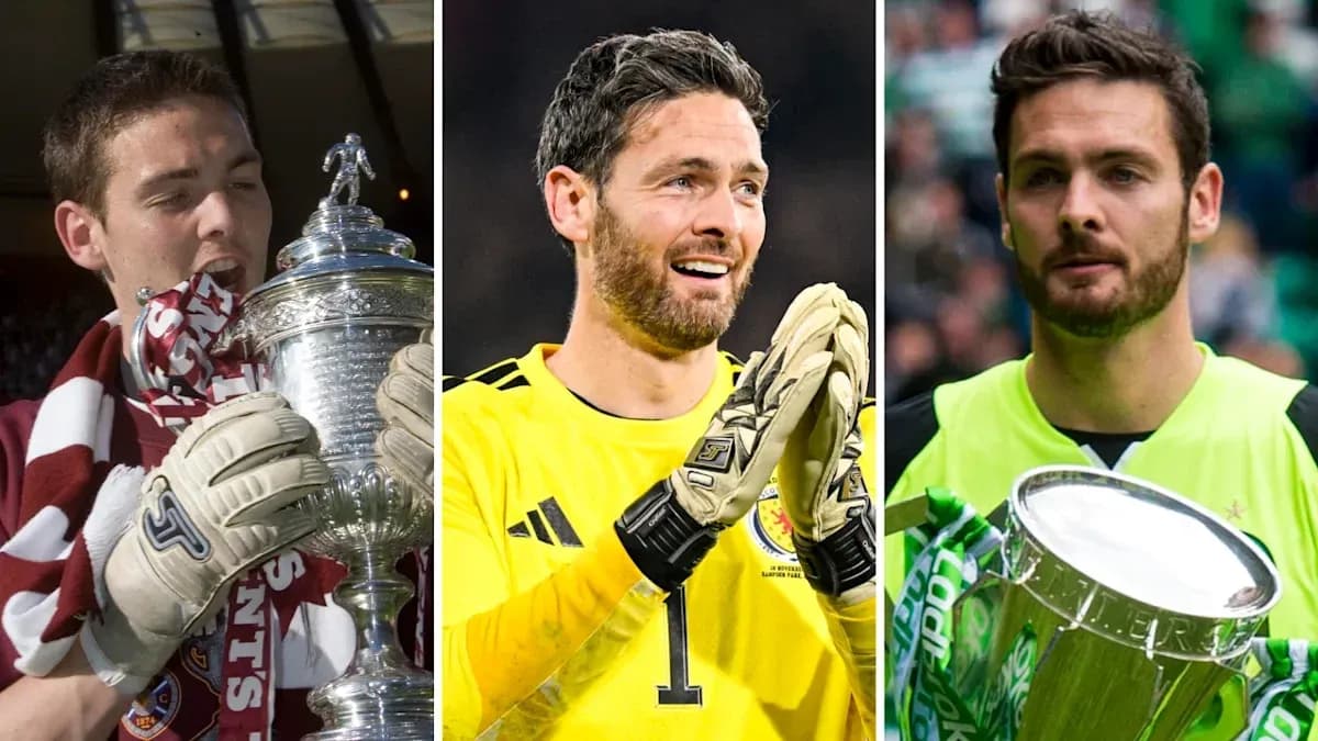 Three goalkeepers celebrating with trophies Three goalkeepers celebrating with trophies