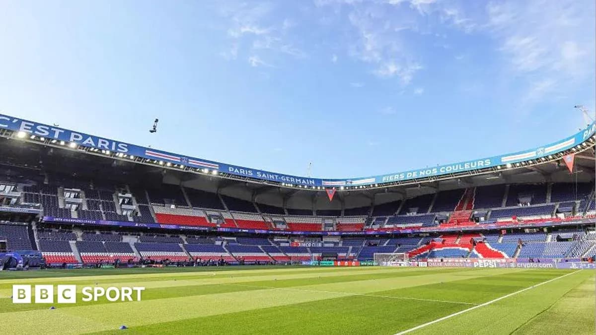 Empty stadium interior before a match at PSG Empty stadium interior before a match at PSG