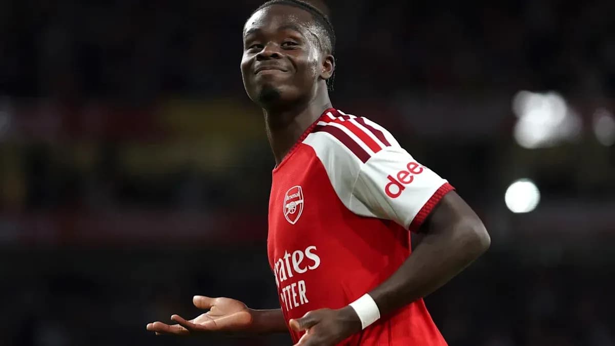Player celebrating in Arsenal jersey during match Player celebrating in Arsenal jersey during match