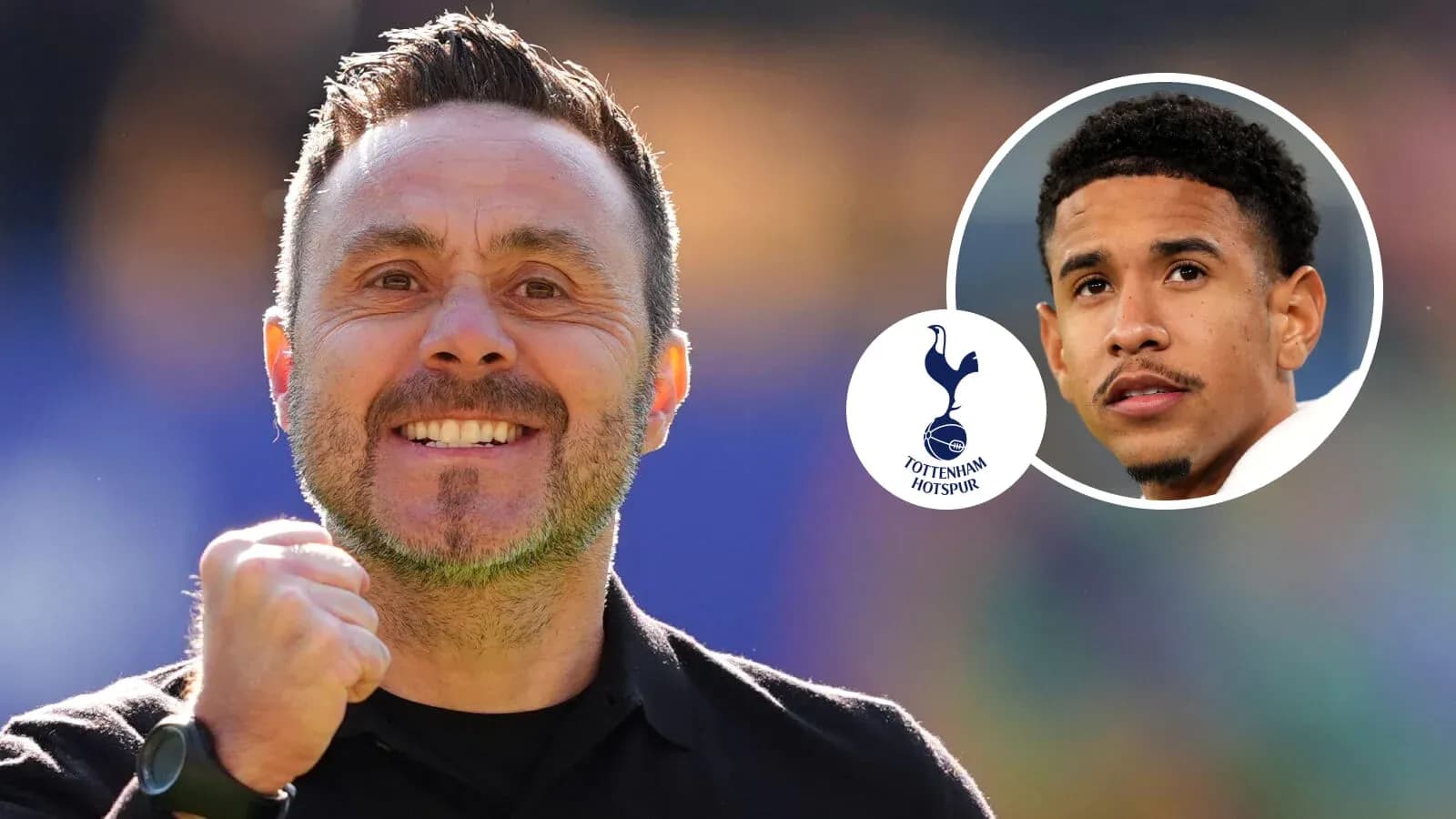 Coach celebrating with player from Tottenham Hotspur Coach celebrating with player from Tottenham Hotspur