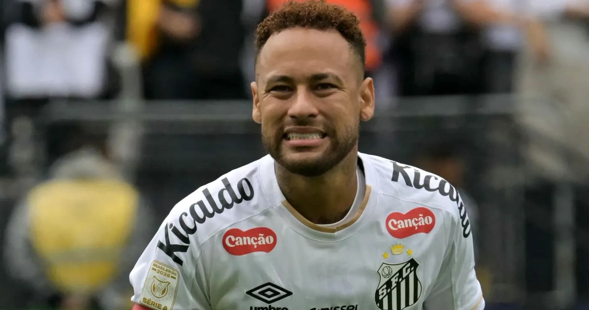 Neymar celebrating during a Santos FC match Neymar celebrating during a Santos FC match