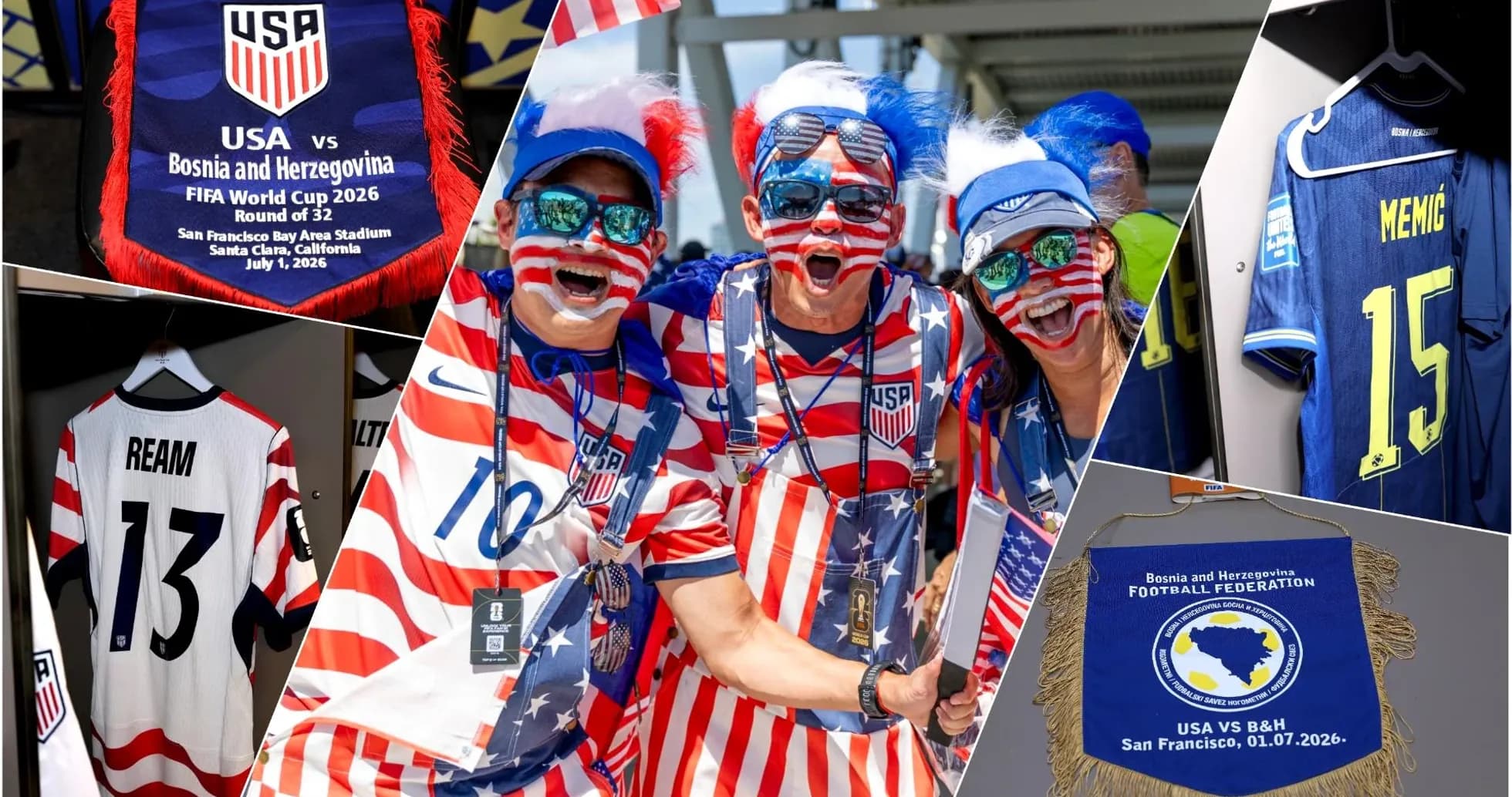 Fans supporting USA and Bosnia at World Cup Fans supporting USA and Bosnia at World Cup