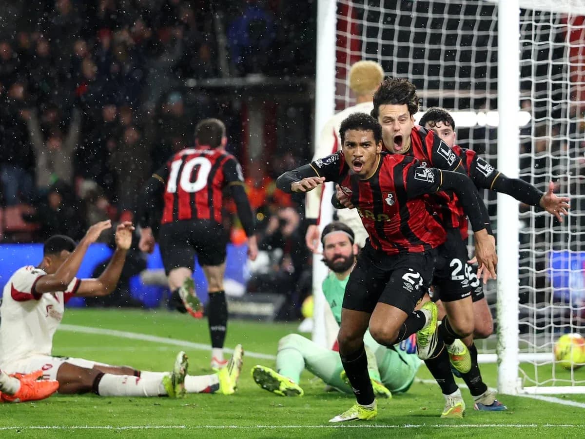 Bournemouth players celebrating after scoring a goal Bournemouth players celebrating after scoring a goal