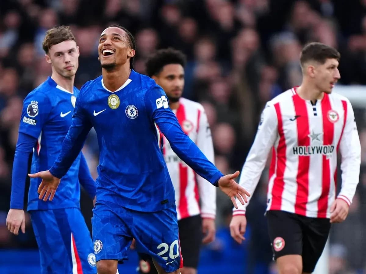 Chelsea player celebrating during Brentford match Chelsea player celebrating during Brentford match