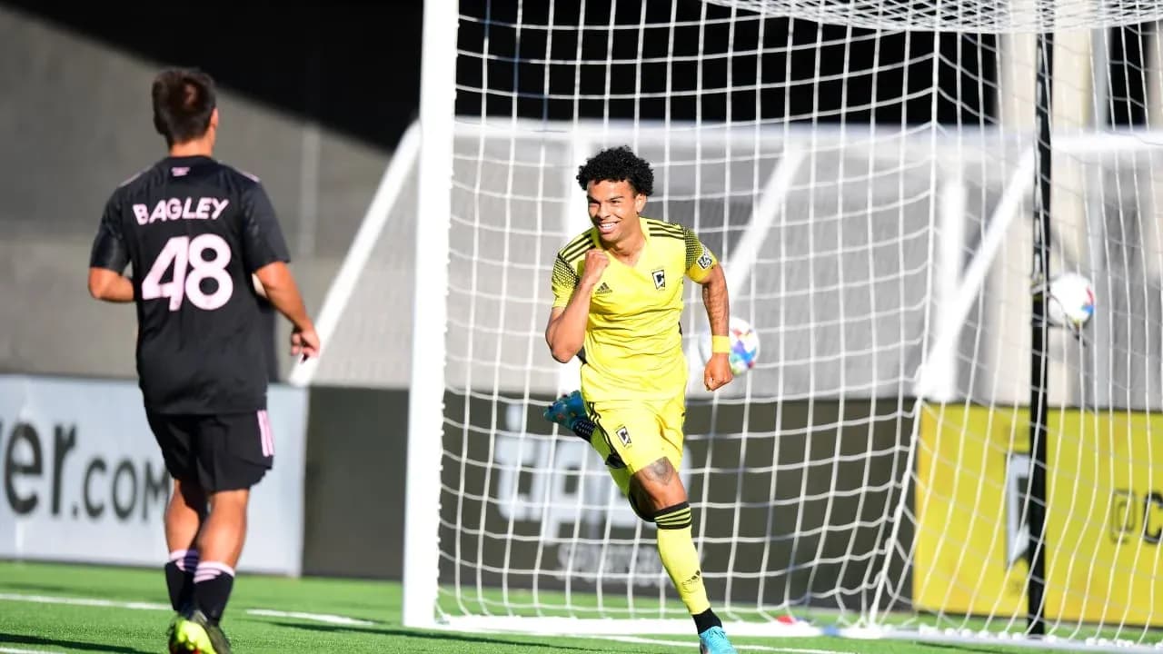 Columbus Crew II player celebrating a goal Columbus Crew II player celebrating a goal