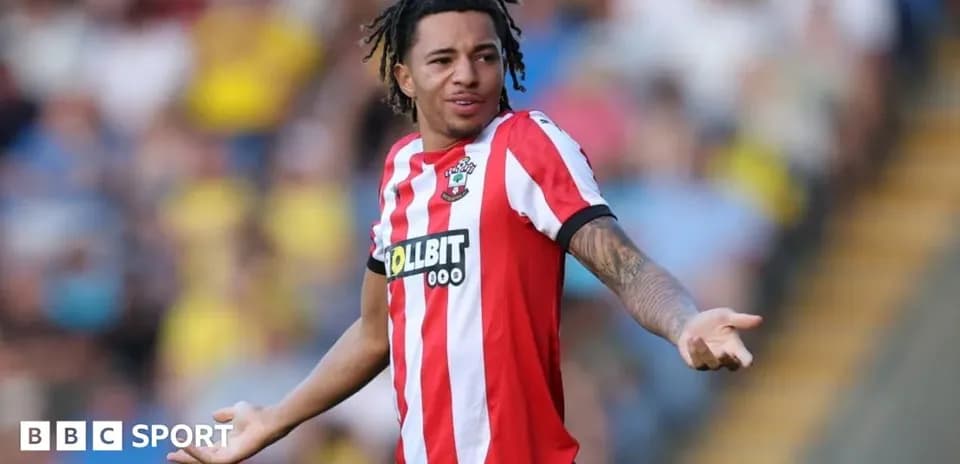 Player gesturing during match for Southampton team Player gesturing during match for Southampton team