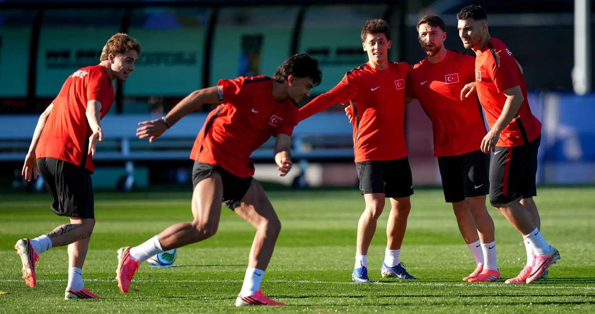 Turkish players training before World Cup match Turkish players training before World Cup match