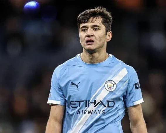 Player in Manchester City kit during match Player in Manchester City kit during match