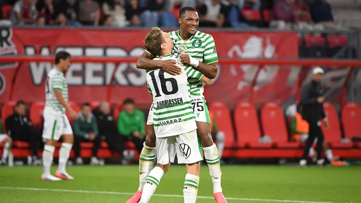 Ferencvarosi TC players celebrating a goal Ferencvarosi TC players celebrating a goal