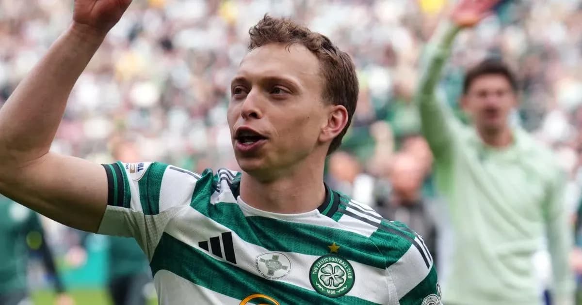 Player celebrating in Celtic Football Club jersey Player celebrating in Celtic Football Club jersey