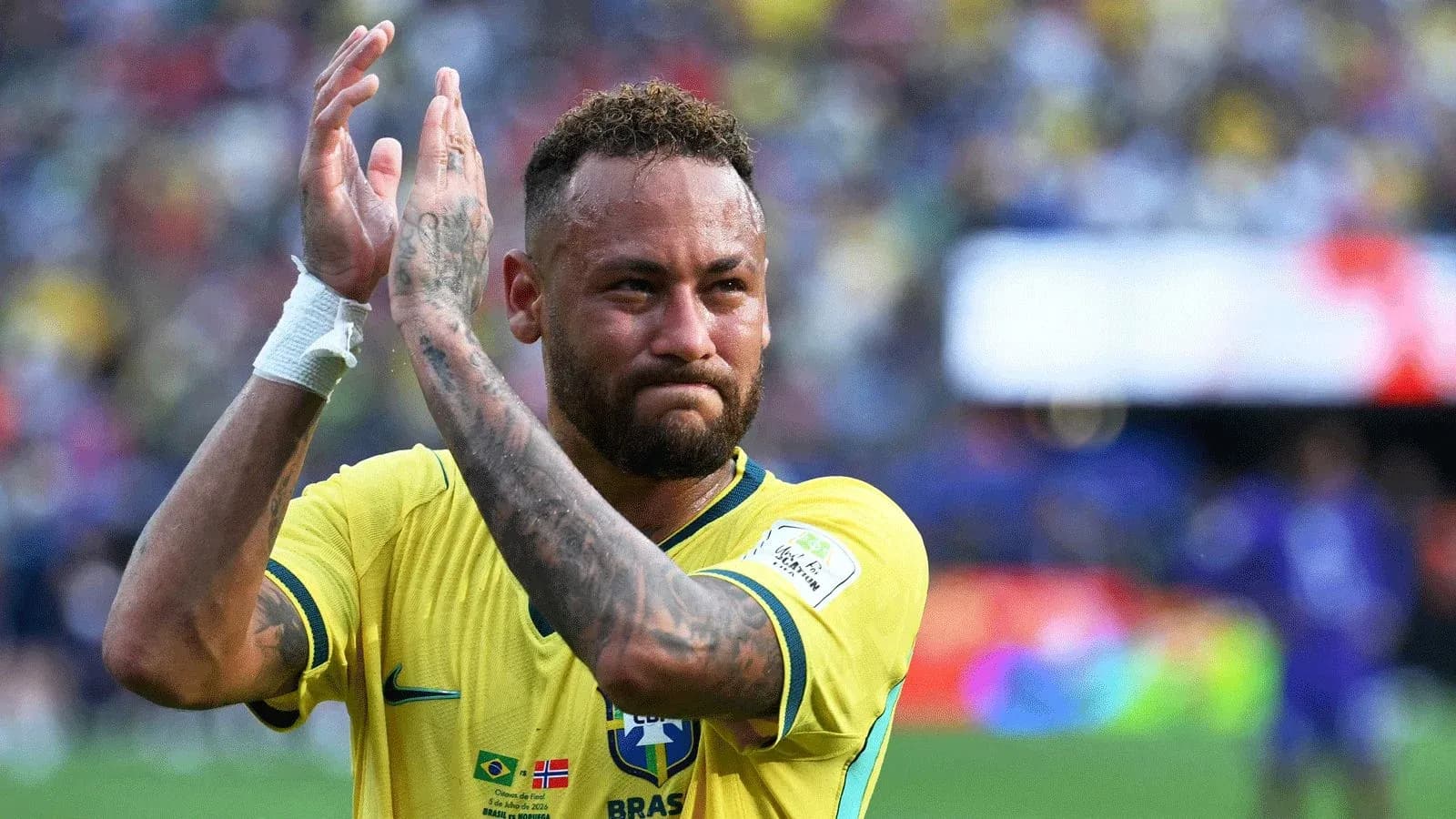 Neymar applauding fans after a match Neymar applauding fans after a match