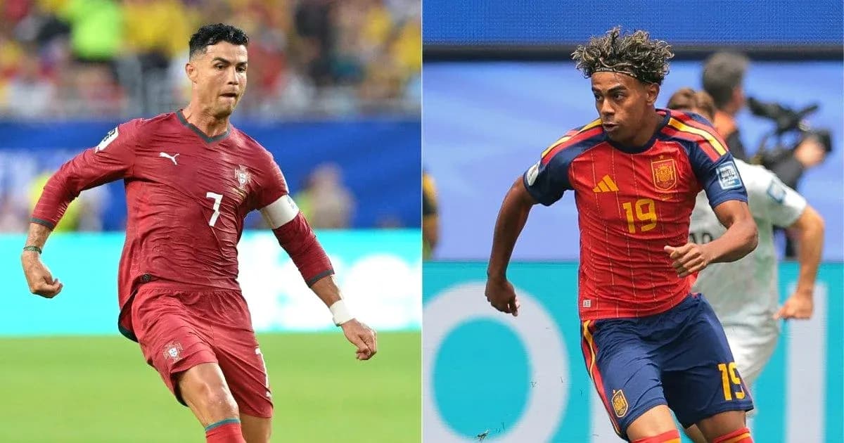 Cristiano Ronaldo and Spanish player in action Cristiano Ronaldo and Spanish player in action