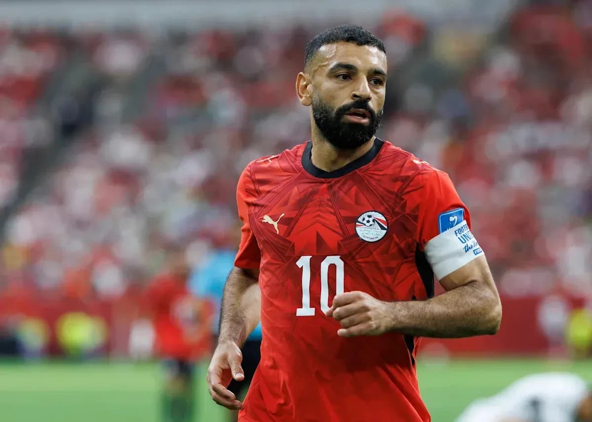 Egyptian player wearing red jersey during match Egyptian player wearing red jersey during match