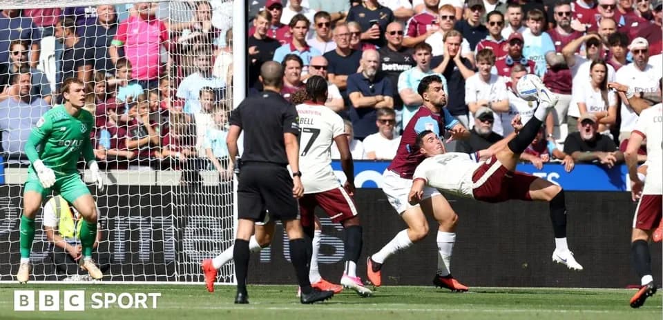 Player attempting an overhead kick in match Player attempting an overhead kick in match