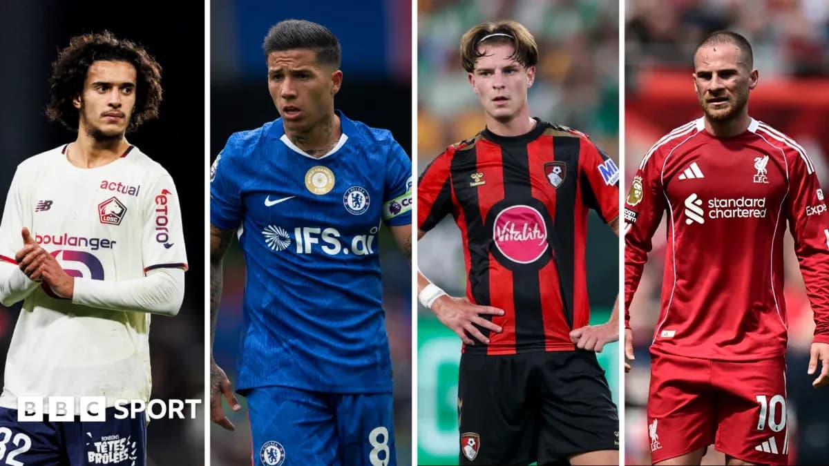 Four football players from different clubs in action Four football players from different clubs in action