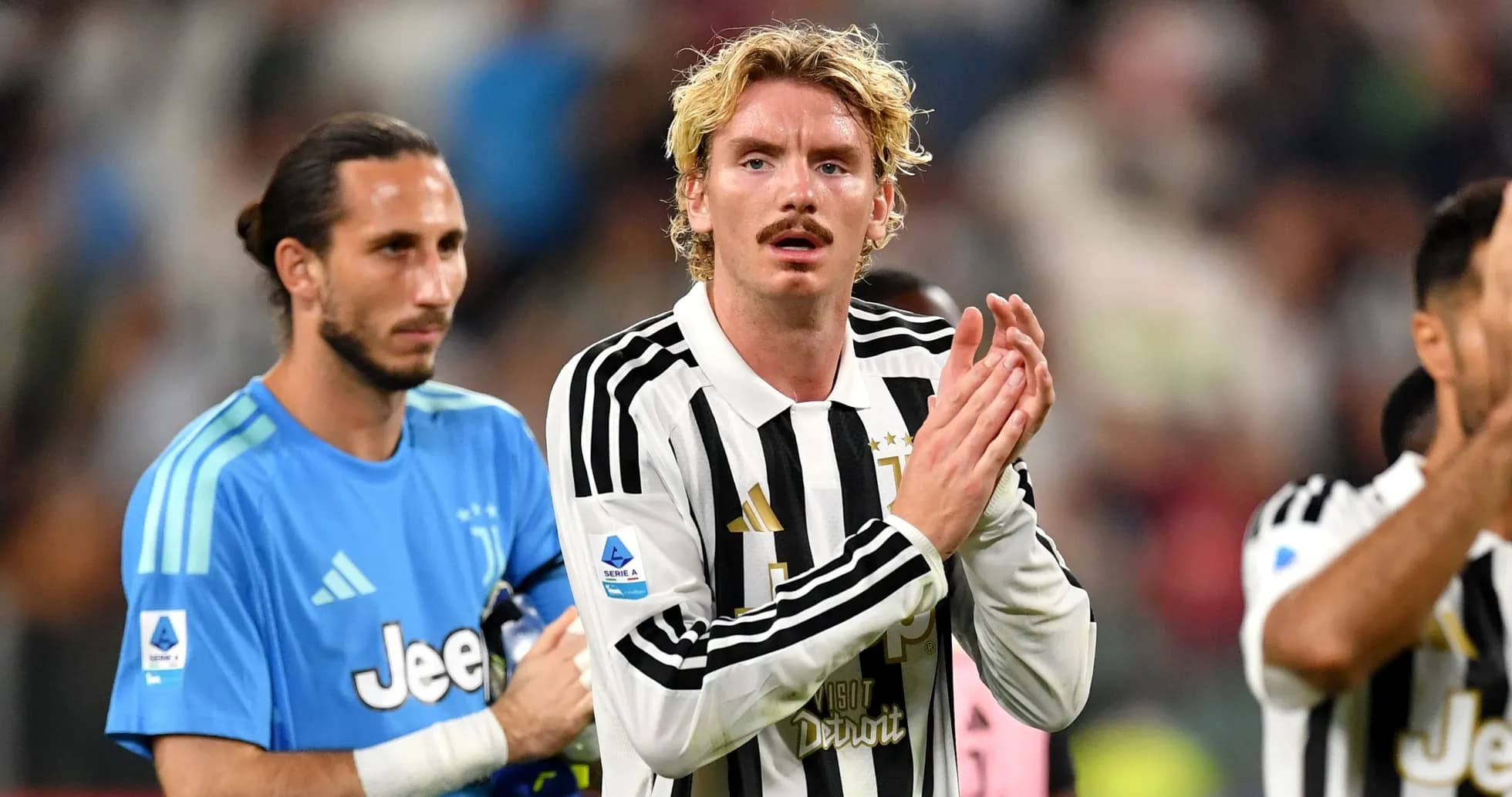 Juventus players applauding fans after match Juventus players applauding fans after match