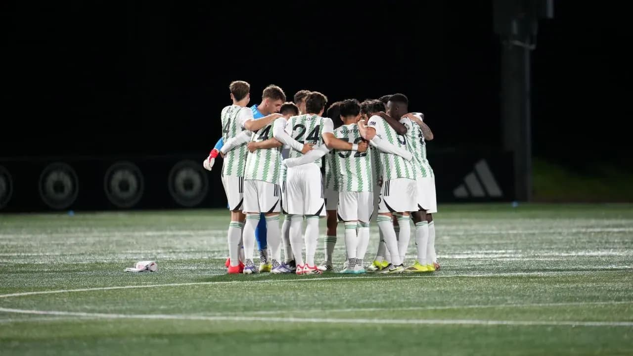 Team huddle before MLS Next Pro match Team huddle before MLS Next Pro match