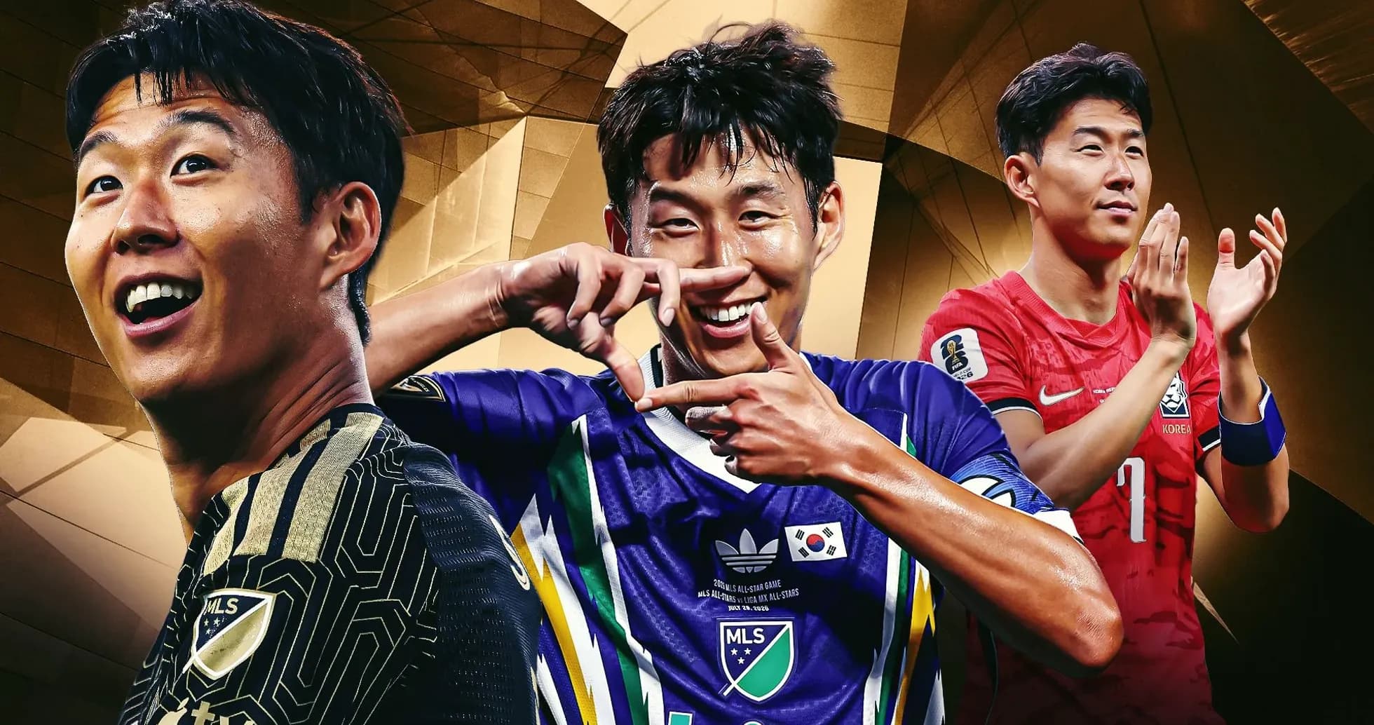 Three South Korean football players in various jerseys Three South Korean football players in various jerseys