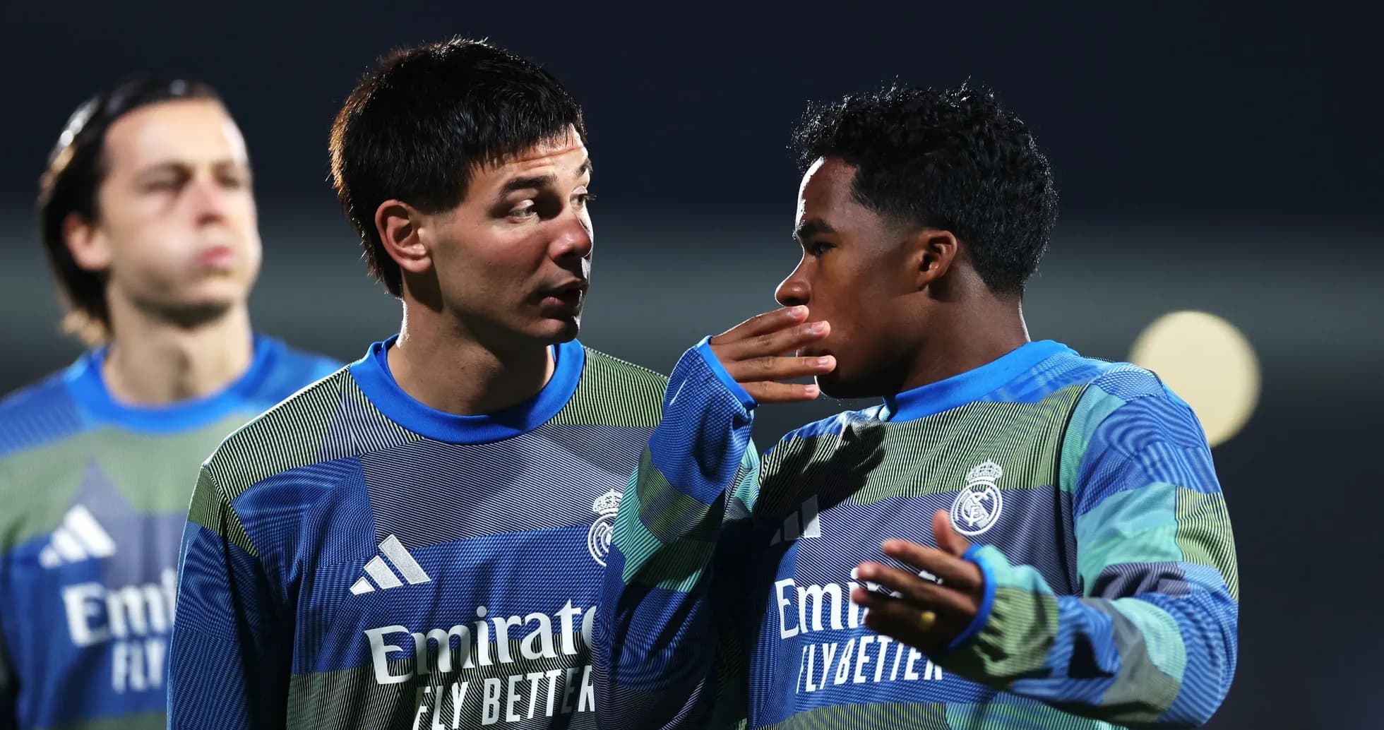 Two players talking during training session Two players talking during training session