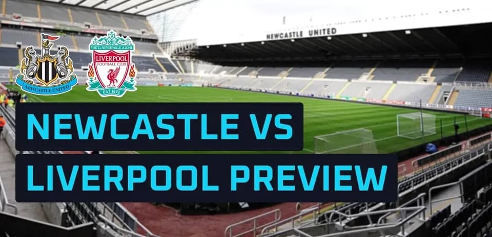 Stadium with Newcastle and Liverpool logos for match preview Stadium with Newcastle and Liverpool logos for match preview
