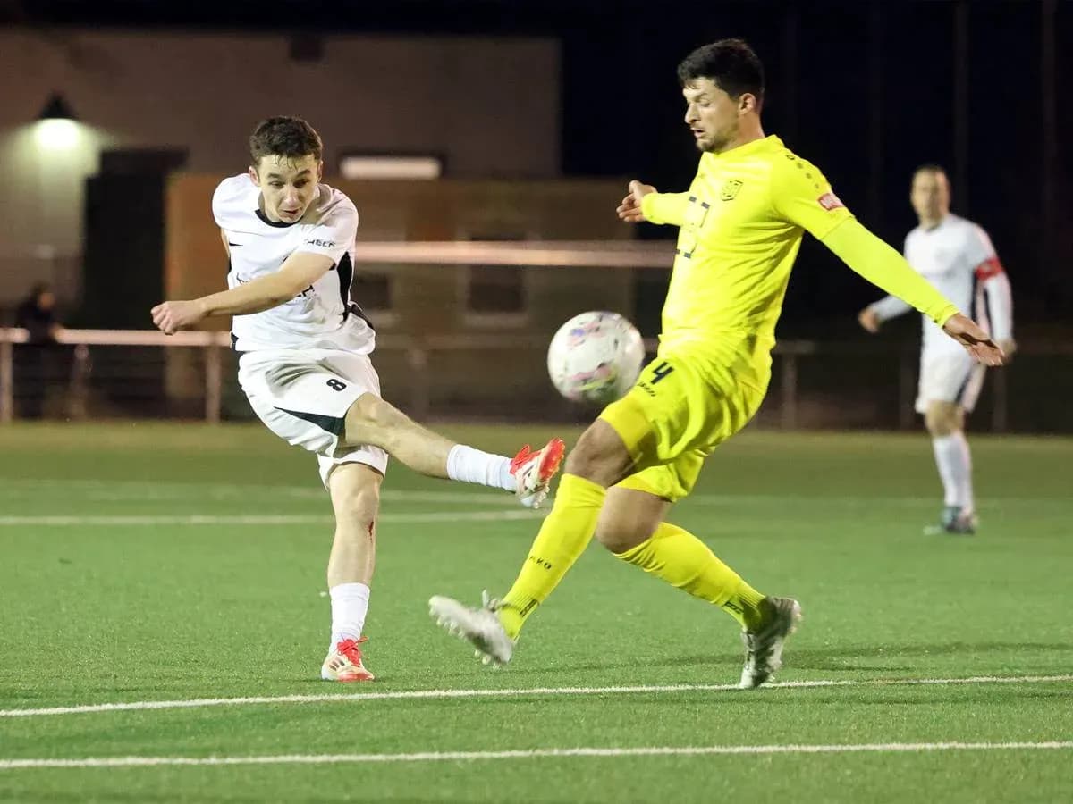 Player shooting on goal during SC St. Tönis match Player shooting on goal during SC St. Tönis match