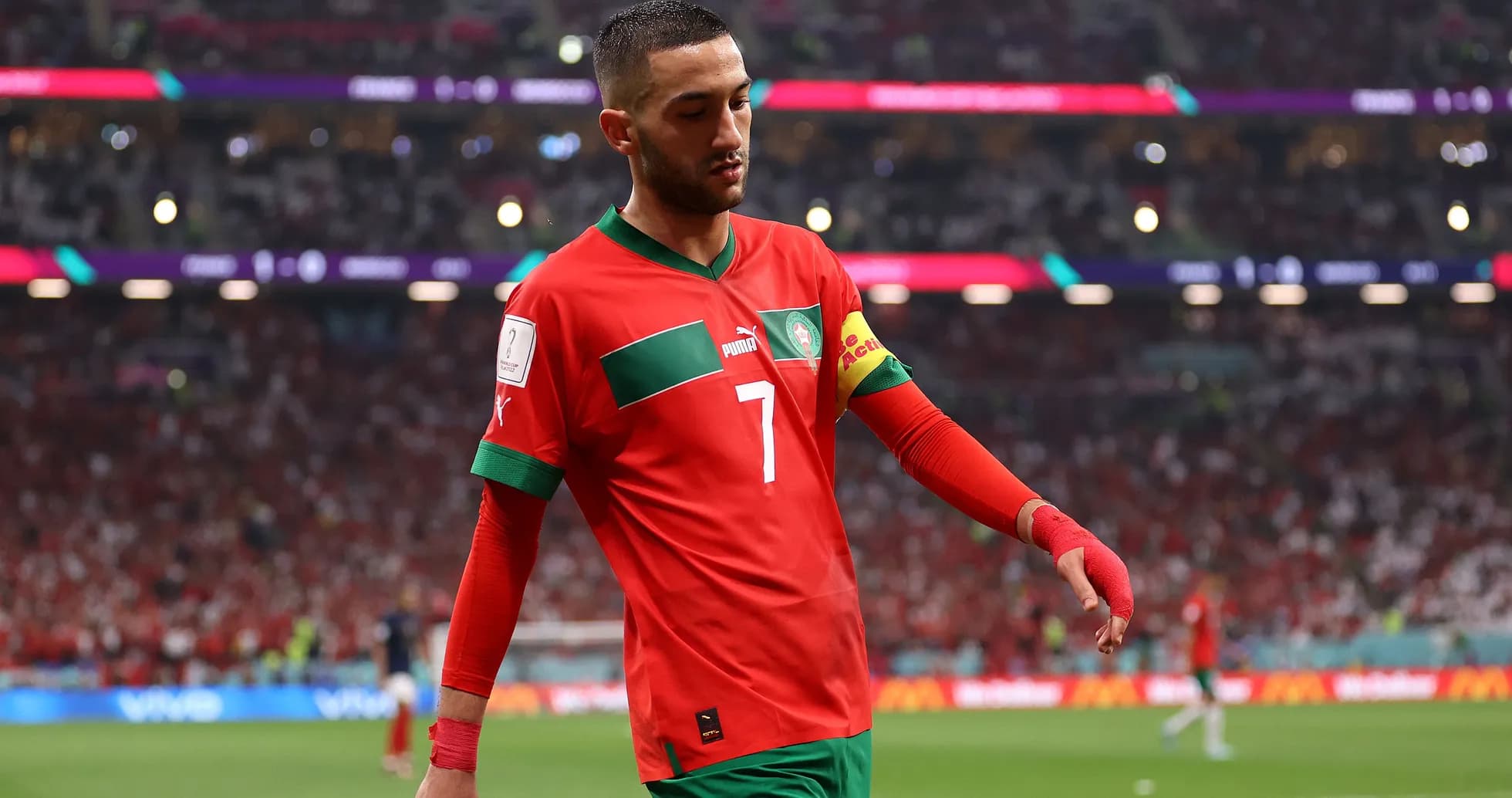 Player wearing Morocco jersey during a match Player wearing Morocco jersey during a match