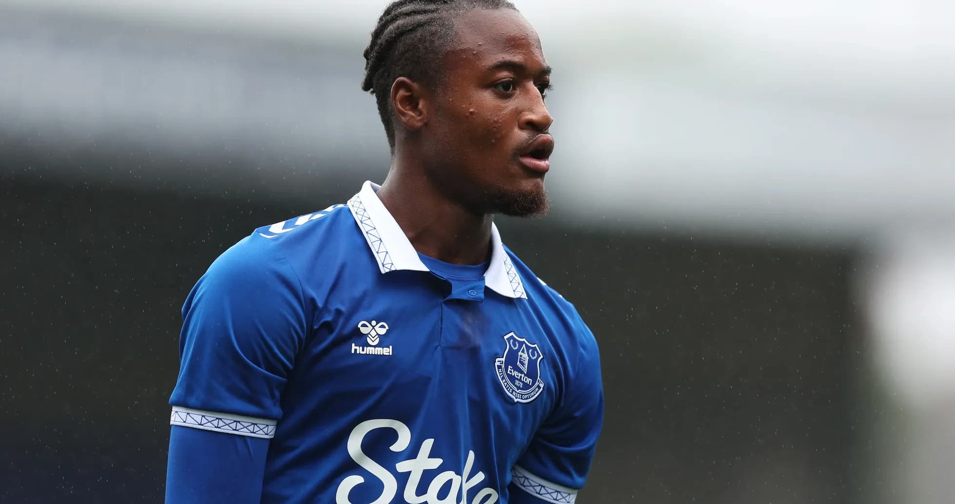 Player wearing Everton kit during training session Player wearing Everton kit during training session