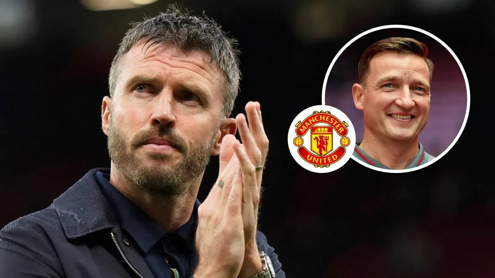 Manchester United coach applauding with another staff member Manchester United coach applauding with another staff member