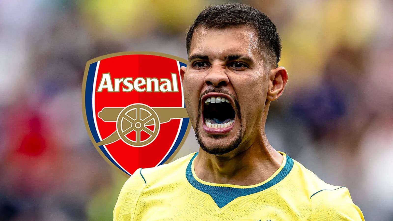 Player celebrating in front of Arsenal logo Player celebrating in front of Arsenal logo