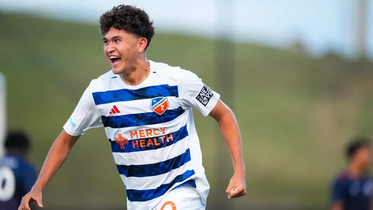 FC Cincinnati II player celebrating a goal FC Cincinnati II player celebrating a goal