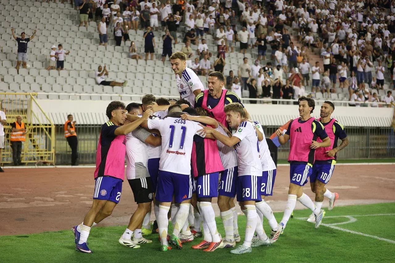 HNK Hajduk Split celebrating a goal during match HNK Hajduk Split celebrating a goal during match