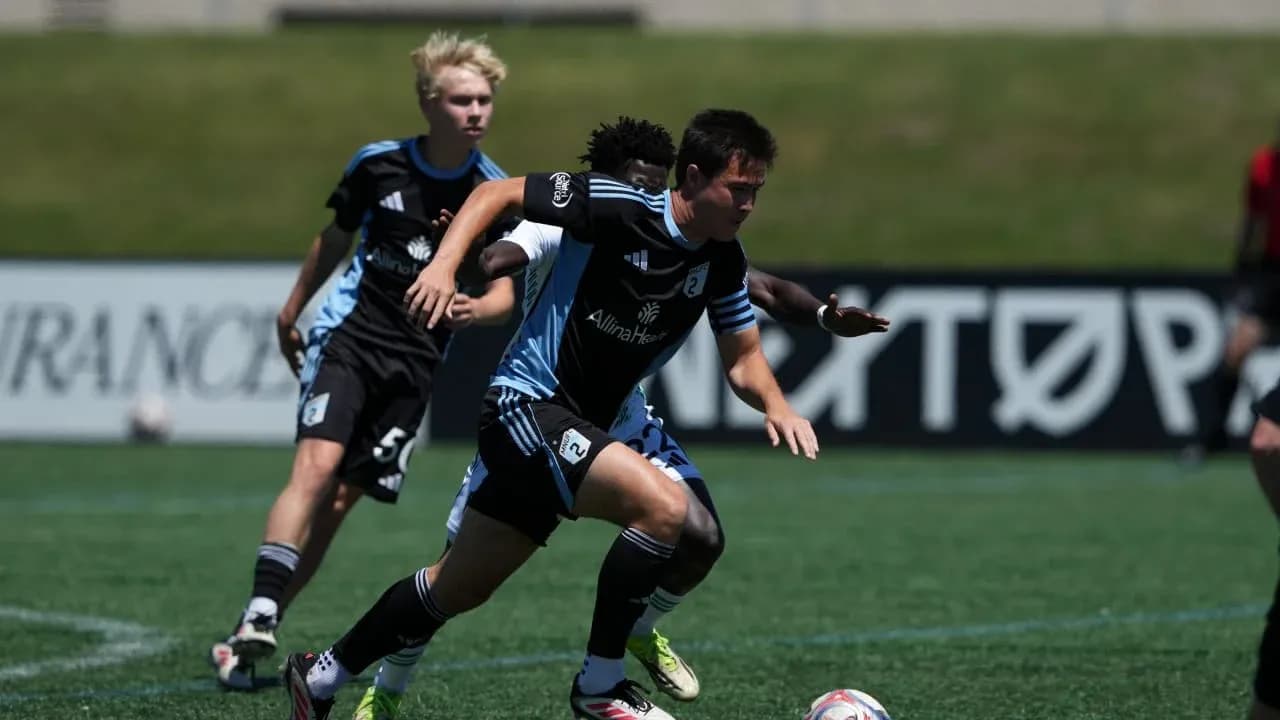 Player dribbling the ball during MLS Next Pro match Player dribbling the ball during MLS Next Pro match