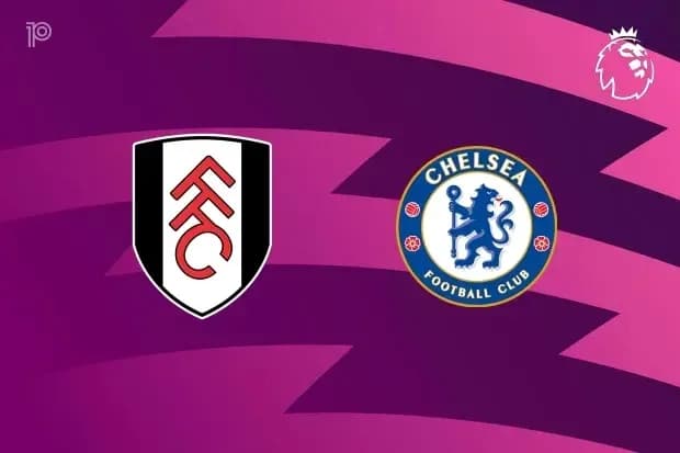 Fulham and Chelsea logos on purple background Fulham and Chelsea logos on purple background