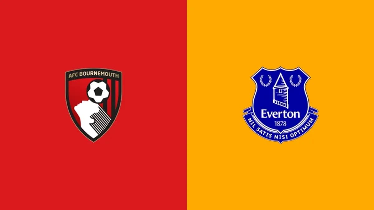 AFC Bournemouth and Everton club logos side by side AFC Bournemouth and Everton club logos side by side