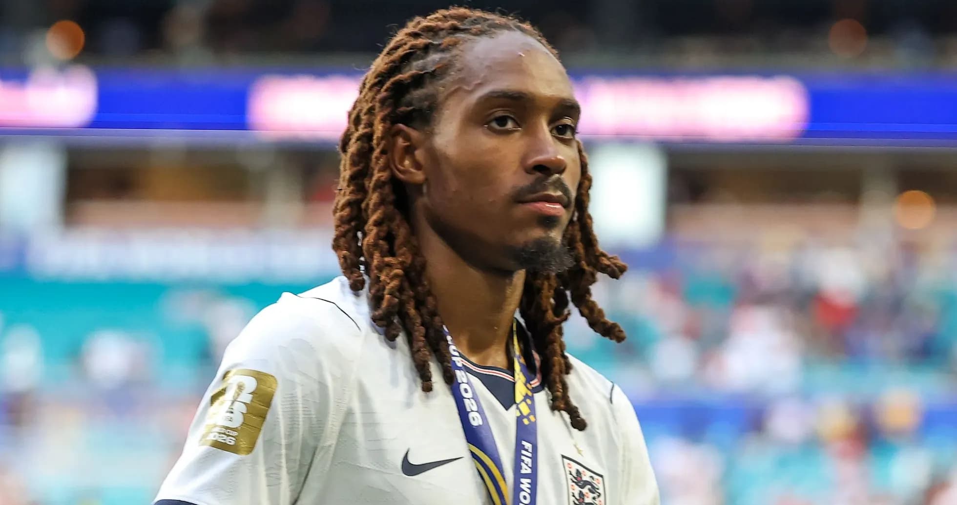 Player wearing England jersey walking off the field Player wearing England jersey walking off the field