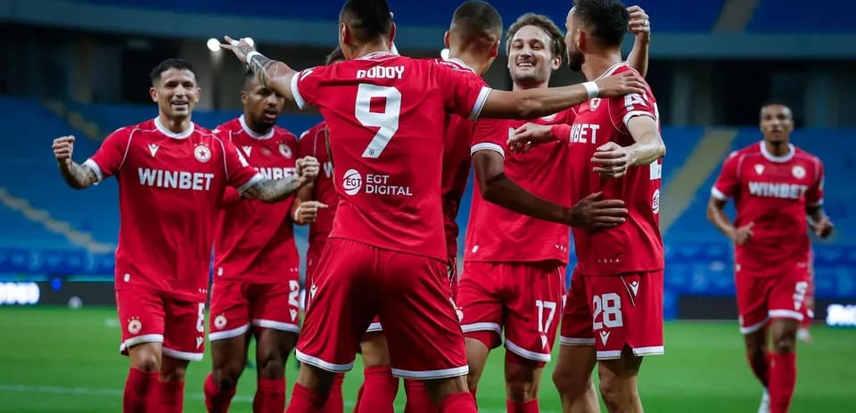 CSKA Sofia players celebrating a goal CSKA Sofia players celebrating a goal