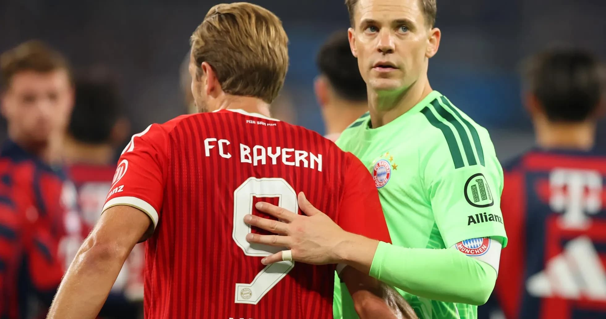 Bayern players discussing after the match Bayern players discussing after the match