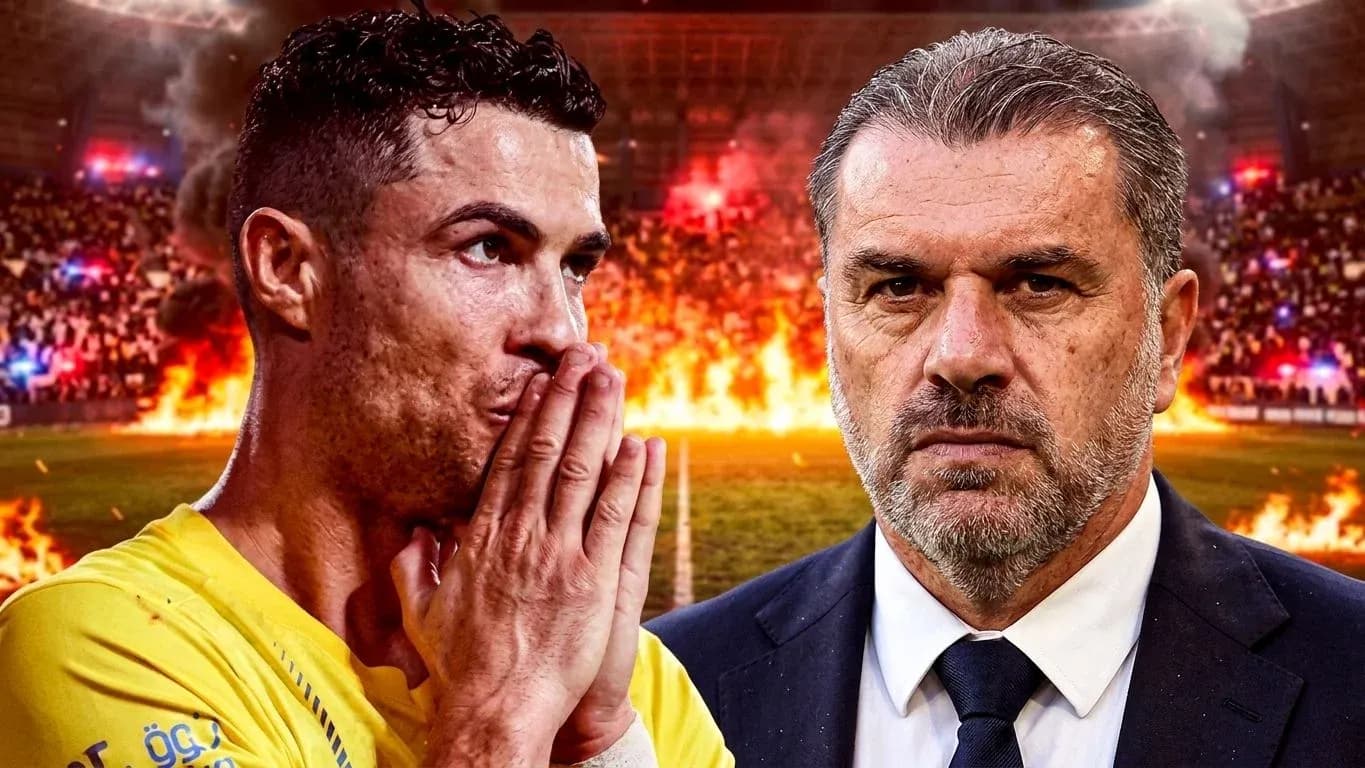 Cristiano Ronaldo and coach facing intense match atmosphere Cristiano Ronaldo and coach facing intense match atmosphere