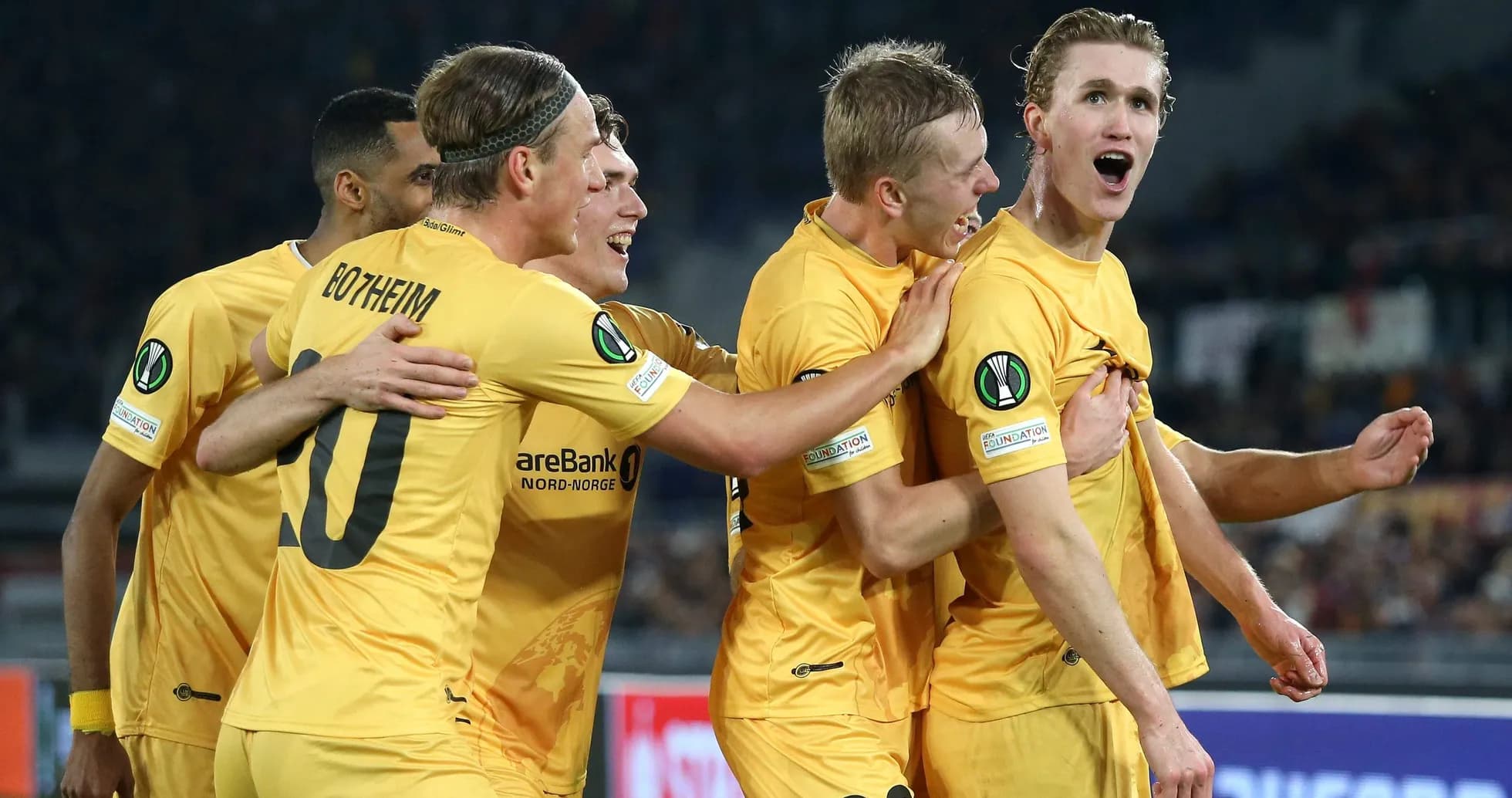 Bodo/Glimt players celebrating a goal Bodo/Glimt players celebrating a goal