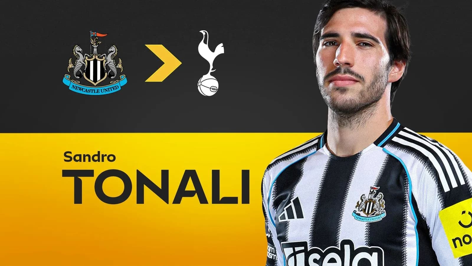 Sandro Tonali in Newcastle United jersey Sandro Tonali in Newcastle United jersey