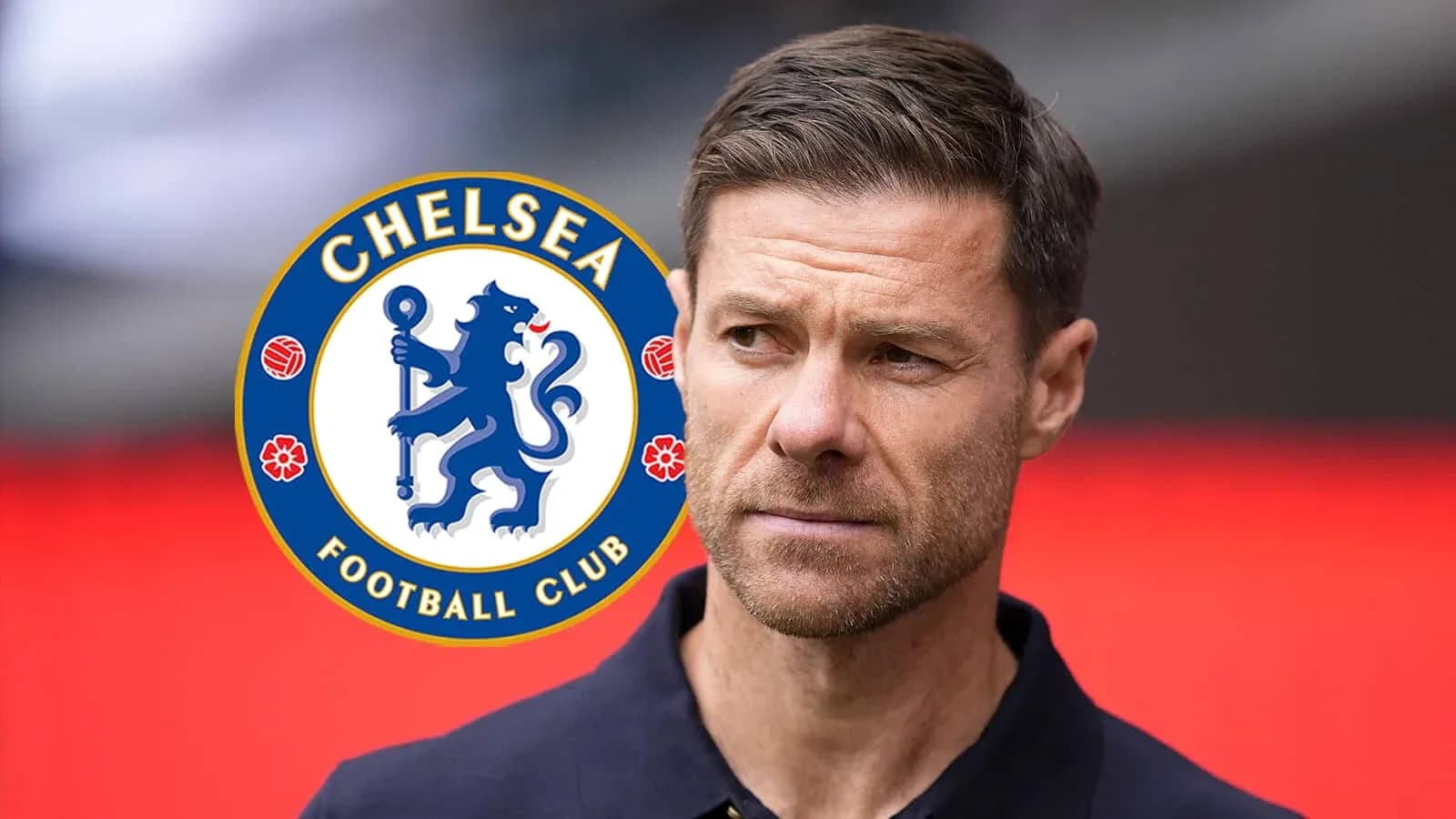 Man standing near Chelsea Football Club logo Man standing near Chelsea Football Club logo