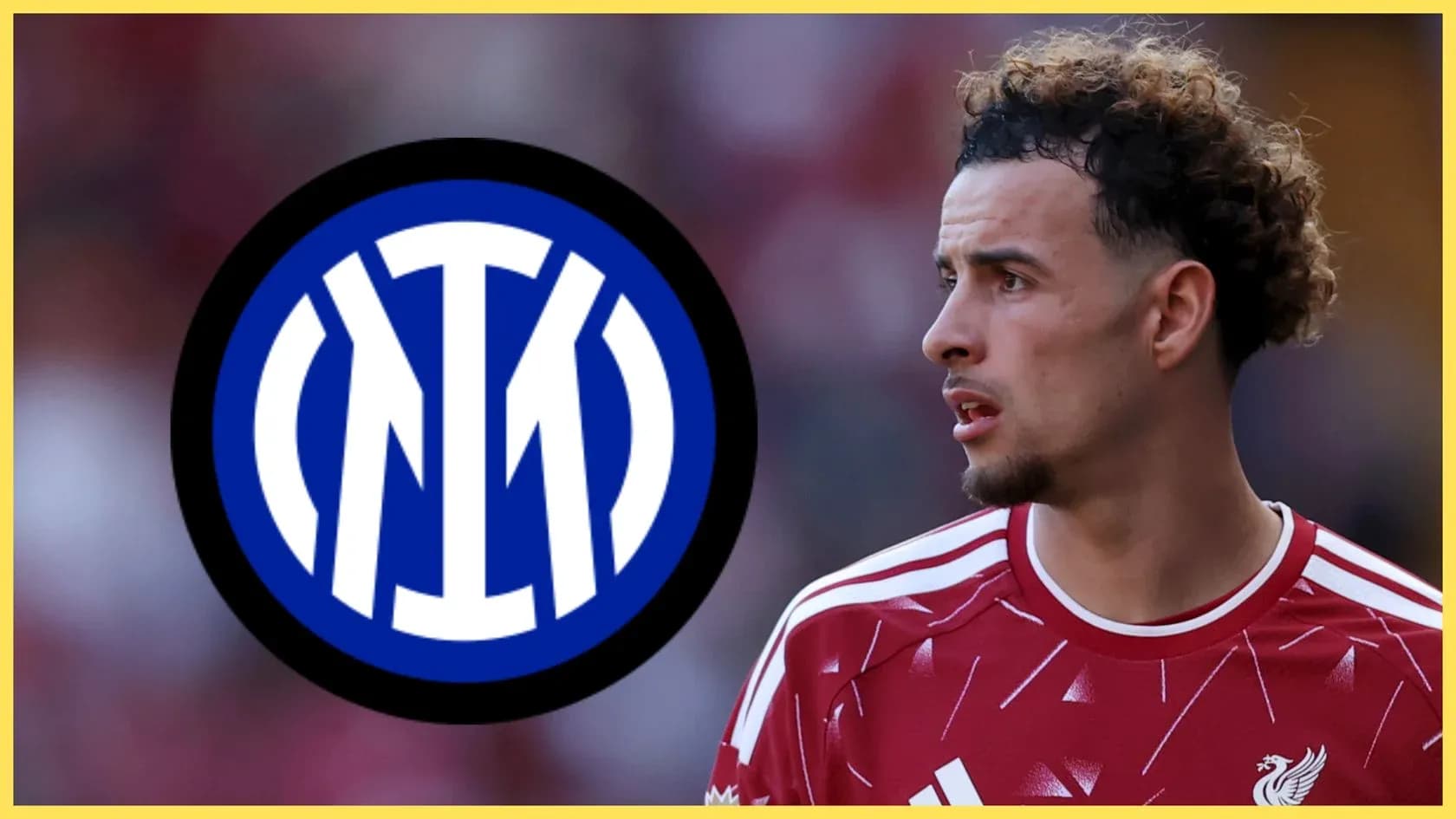 Player in Liverpool kit next to Inter Milan logo Player in Liverpool kit next to Inter Milan logo