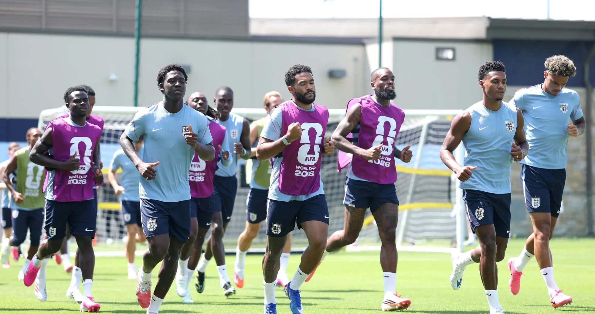 England players jogging during training session England players jogging during training session
