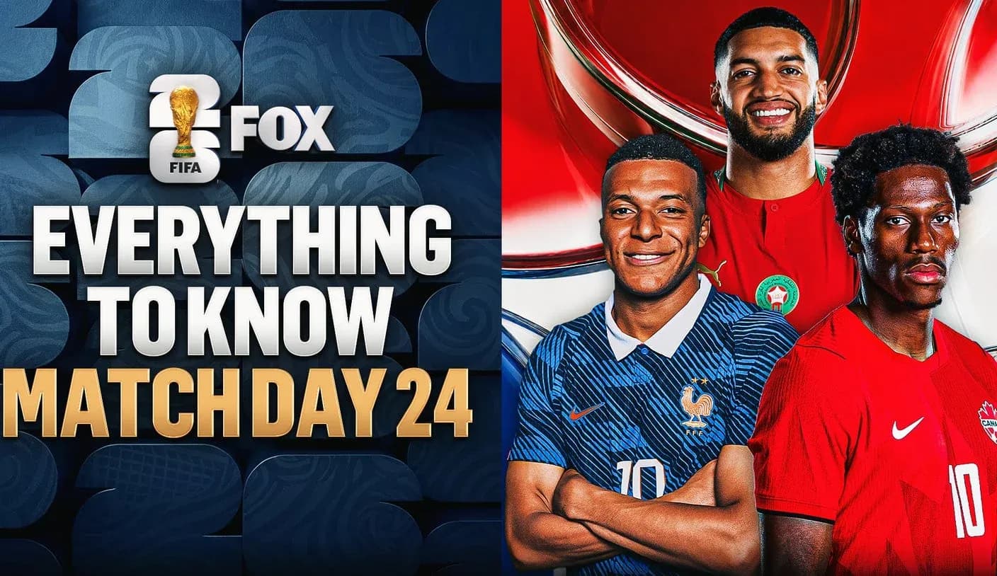 Three football players representing France, Morocco, and Canada Three football players representing France, Morocco, and Canada