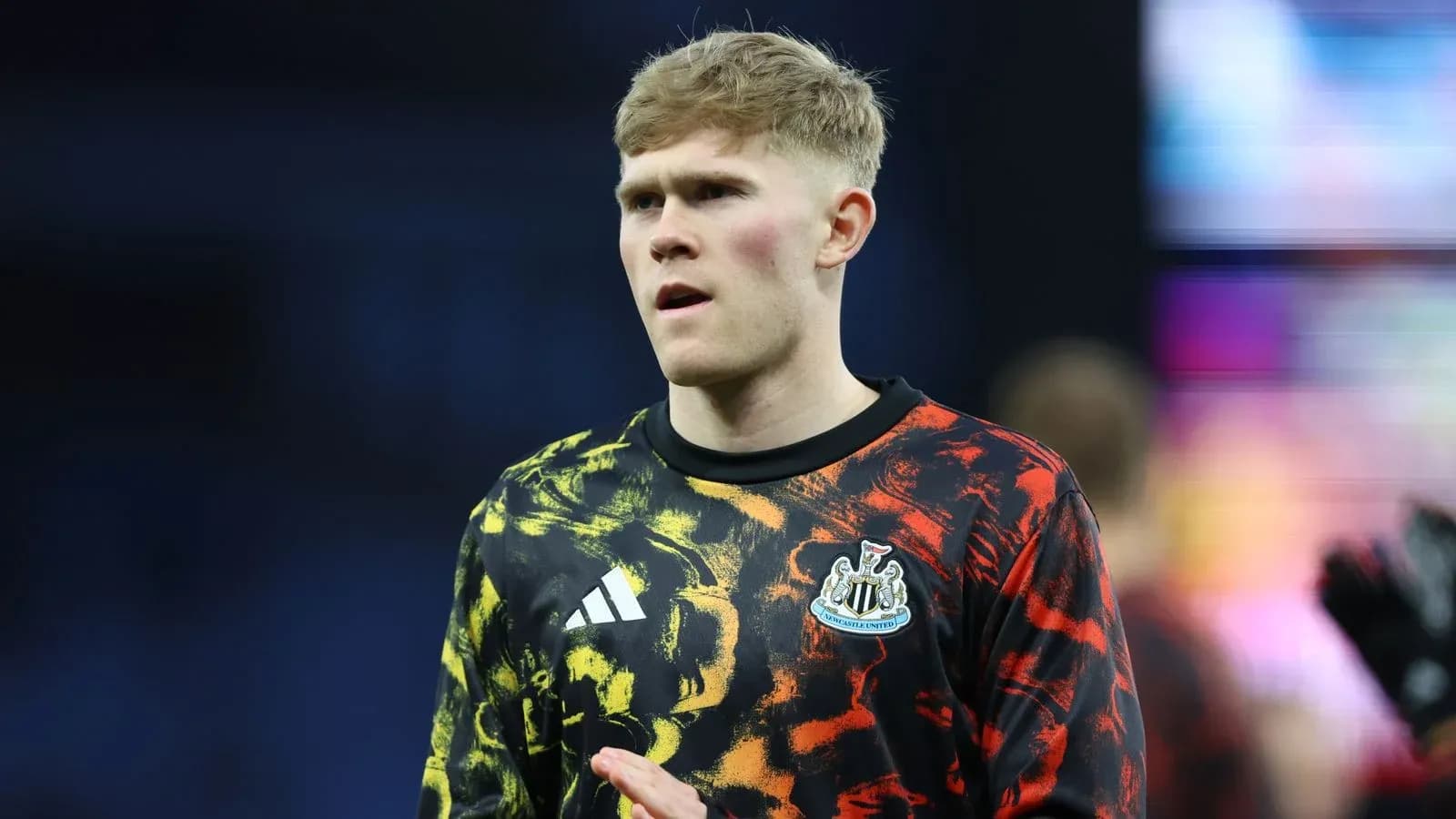 Newcastle United goalkeeper in colorful training top Newcastle United goalkeeper in colorful training top