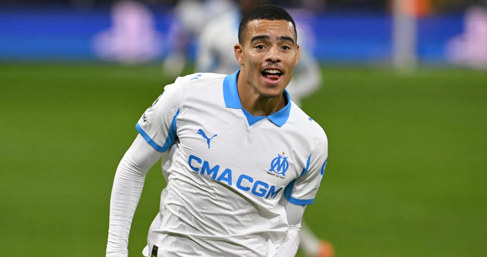 Player celebrating after scoring for Marseille Player celebrating after scoring for Marseille