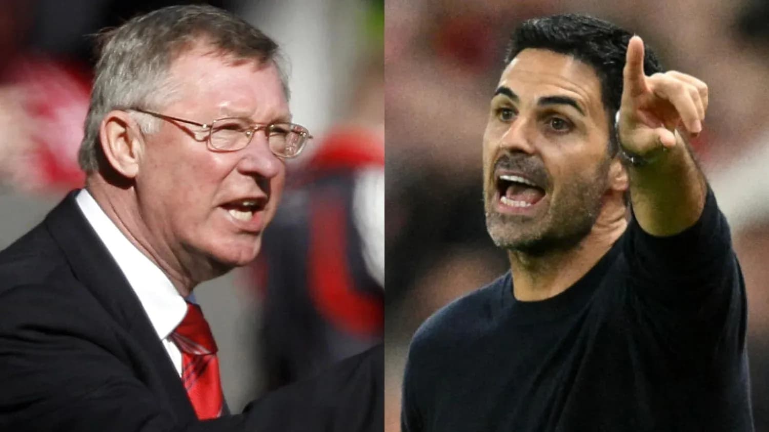 Two football managers gesturing during a match Two football managers gesturing during a match