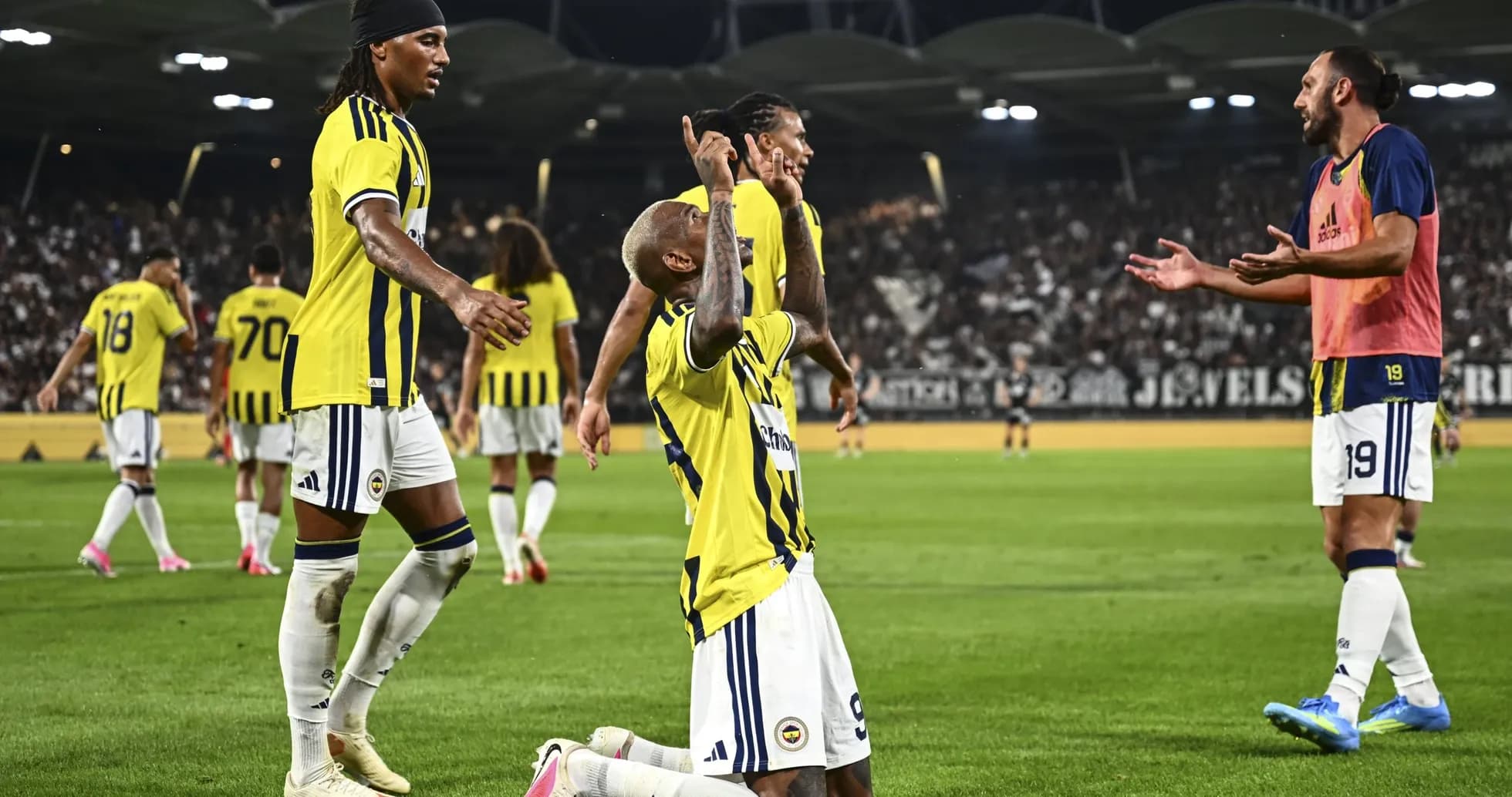 Fenerbahçe players celebrating a goal Fenerbahçe players celebrating a goal
